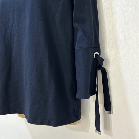 LAUREN RALH LAUREN WOMENS TIE  SLEEVE TOP PULLOVER NAVY Sz SMALL - Picture 3 of 10